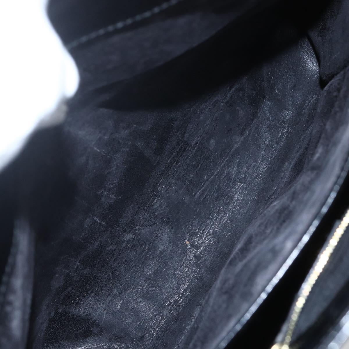 GUCCI Hand Bag Patent leather Black Gold Auth 151615