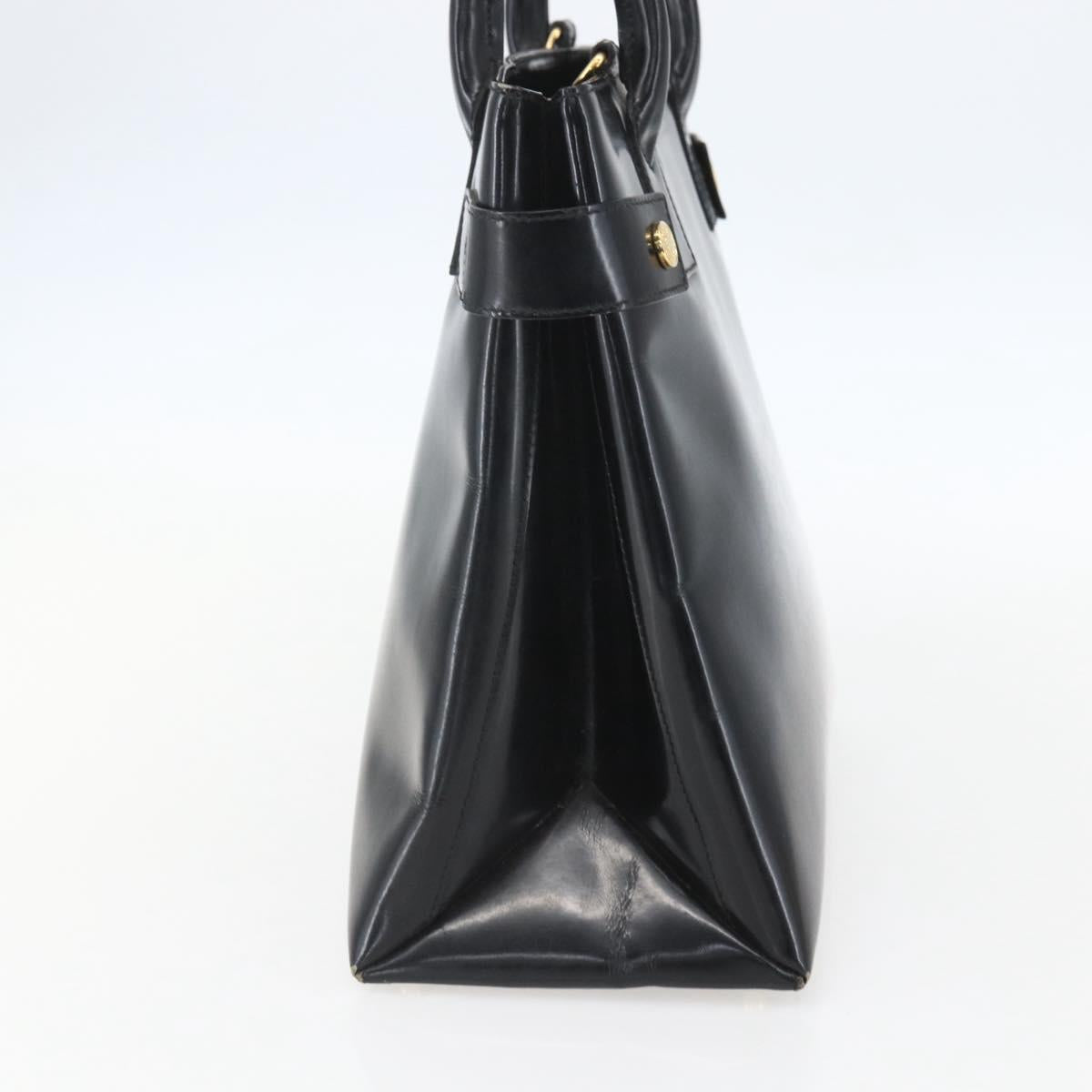 GUCCI Hand Bag Patent leather Black Gold Auth 151615