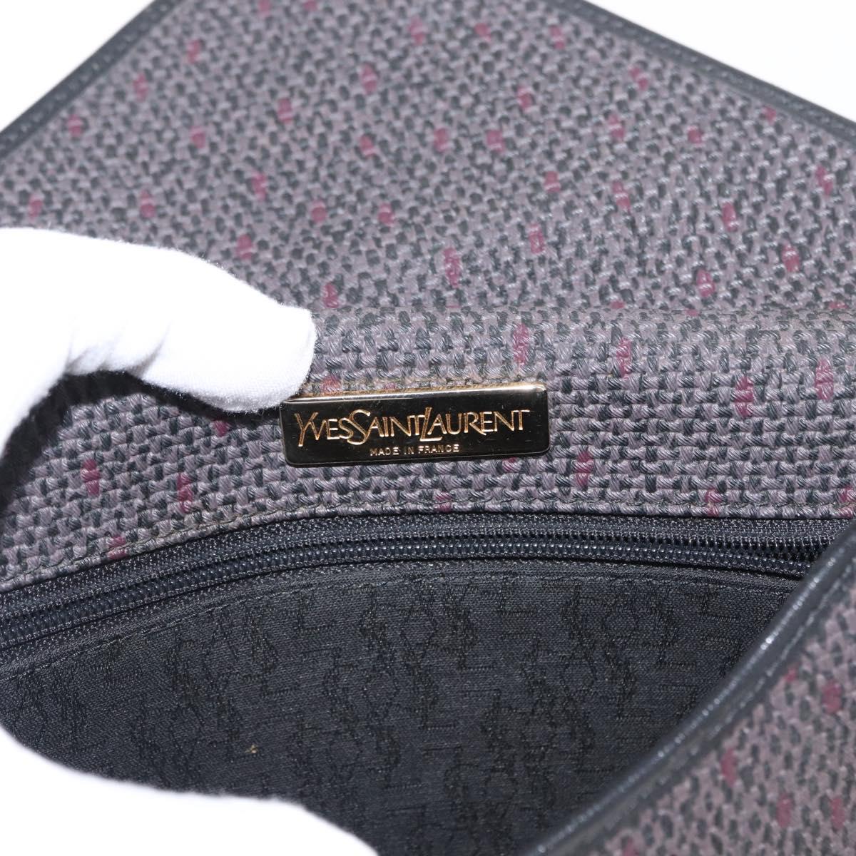 SAINT LAURENT Shoulder Bag Canvas Black Gold Auth 151616