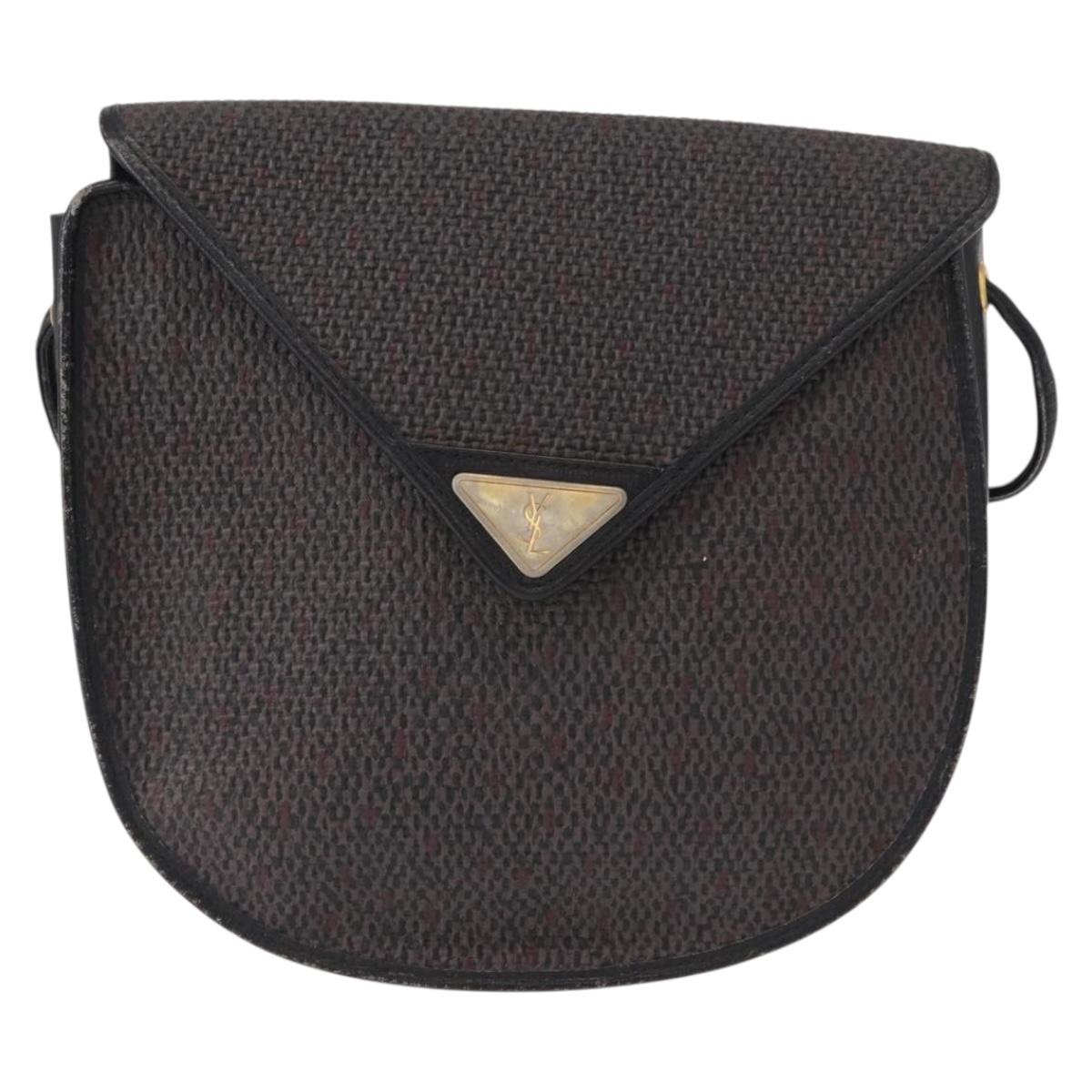 SAINT LAURENT Shoulder Bag Canvas Black Gold Auth 151616