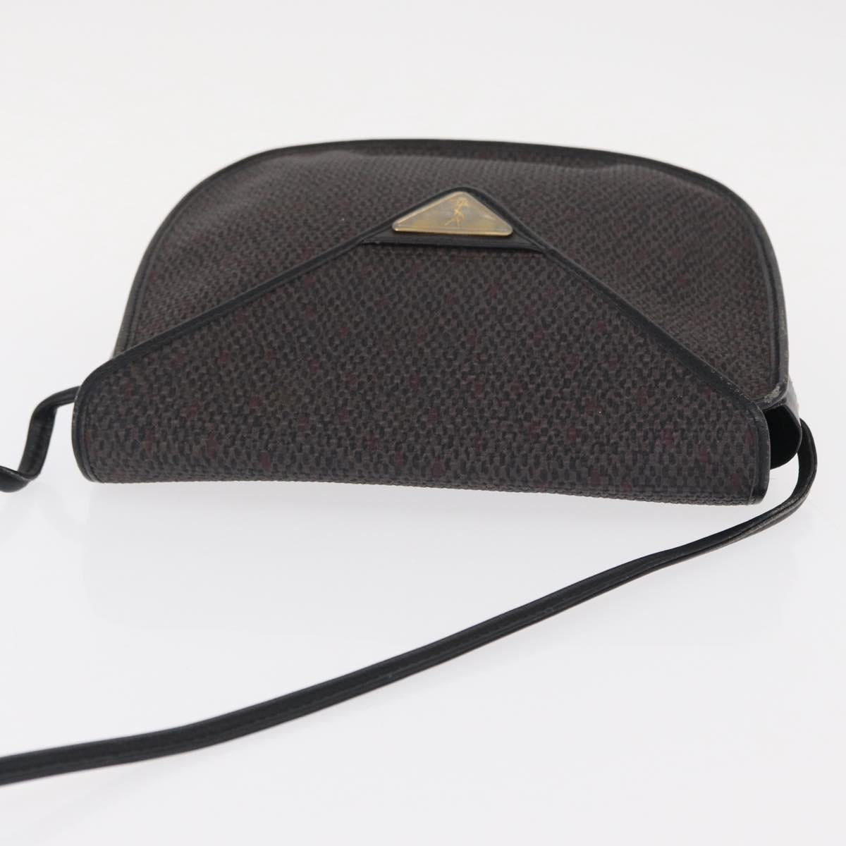 SAINT LAURENT Shoulder Bag Canvas Black Gold Auth 151616