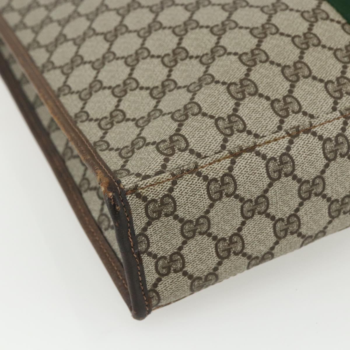 GUCCI GG Supreme Web Sherry Line Tote Bag PVC Beige Red 010 378 Auth 151617