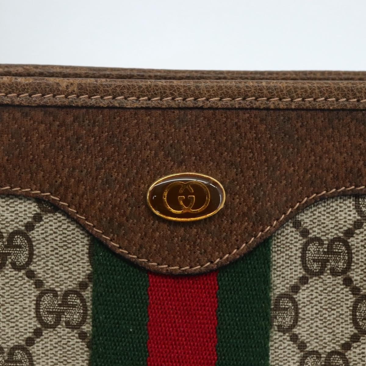 GUCCI GG Supreme Web Sherry Line Tote Bag PVC Beige Red 010 378 Auth 151617