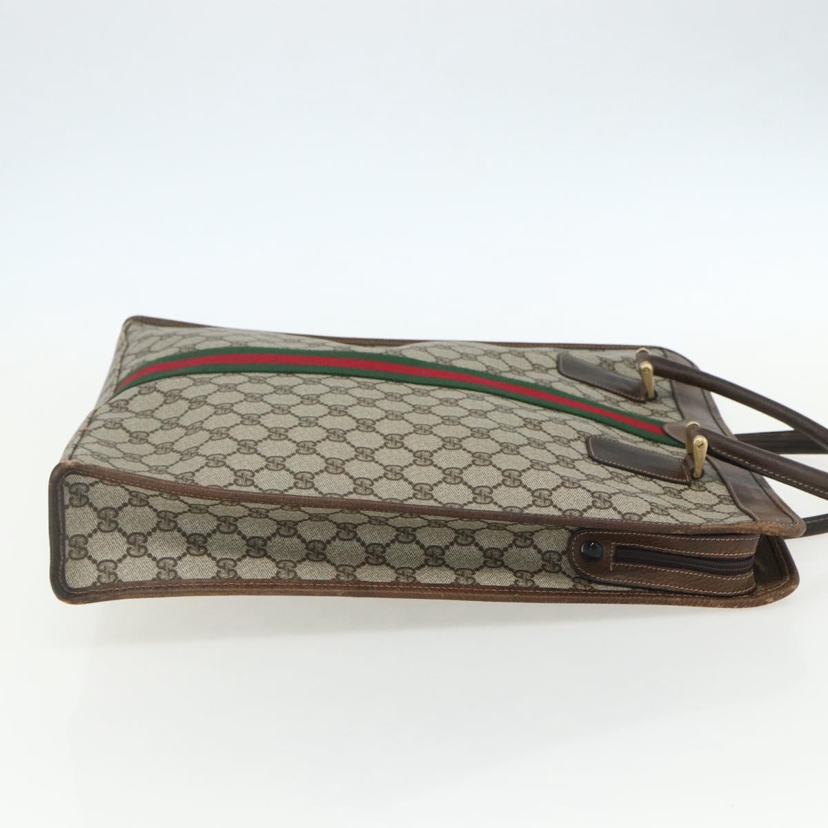 GUCCI GG Supreme Web Sherry Line Tote Bag PVC Beige Red 010 378 Auth 151617