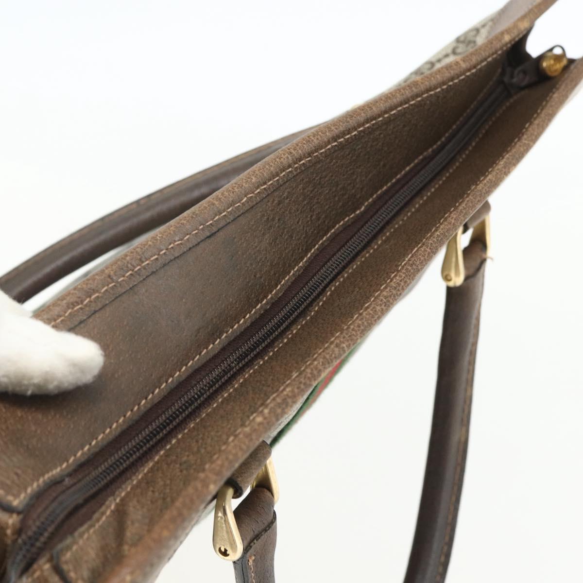 GUCCI GG Supreme Web Sherry Line Tote Bag PVC Beige Red 010 378 Auth 151617