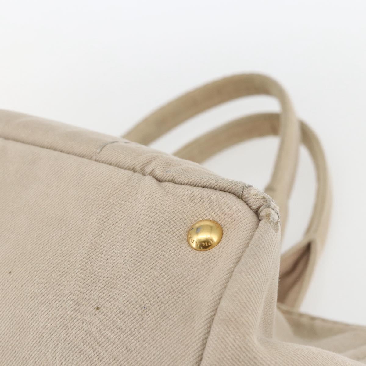 PRADA Canapa GM Hand Bag Canvas Beige Gold Auth 151619