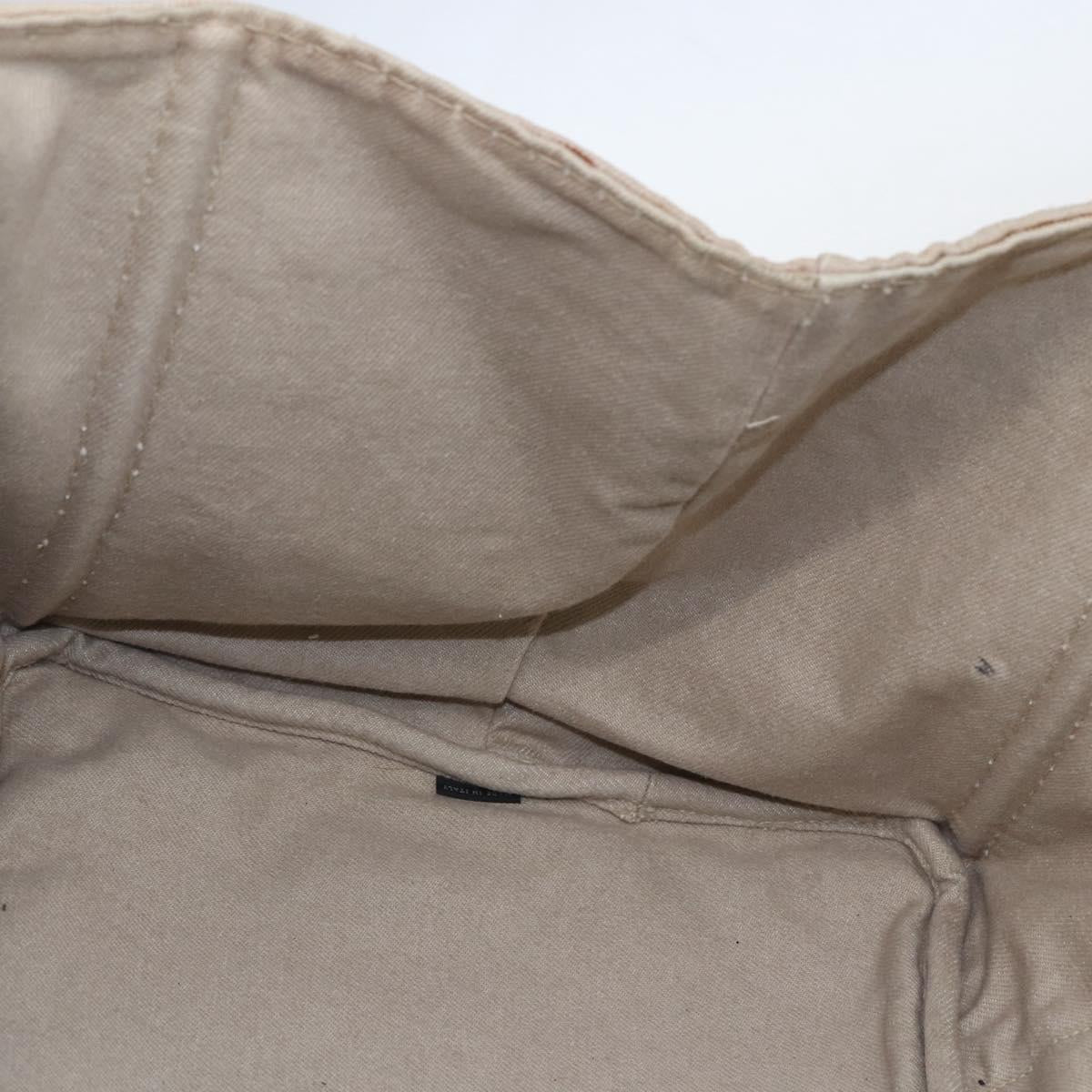 PRADA Canapa GM Hand Bag Canvas Beige Gold Auth 151619