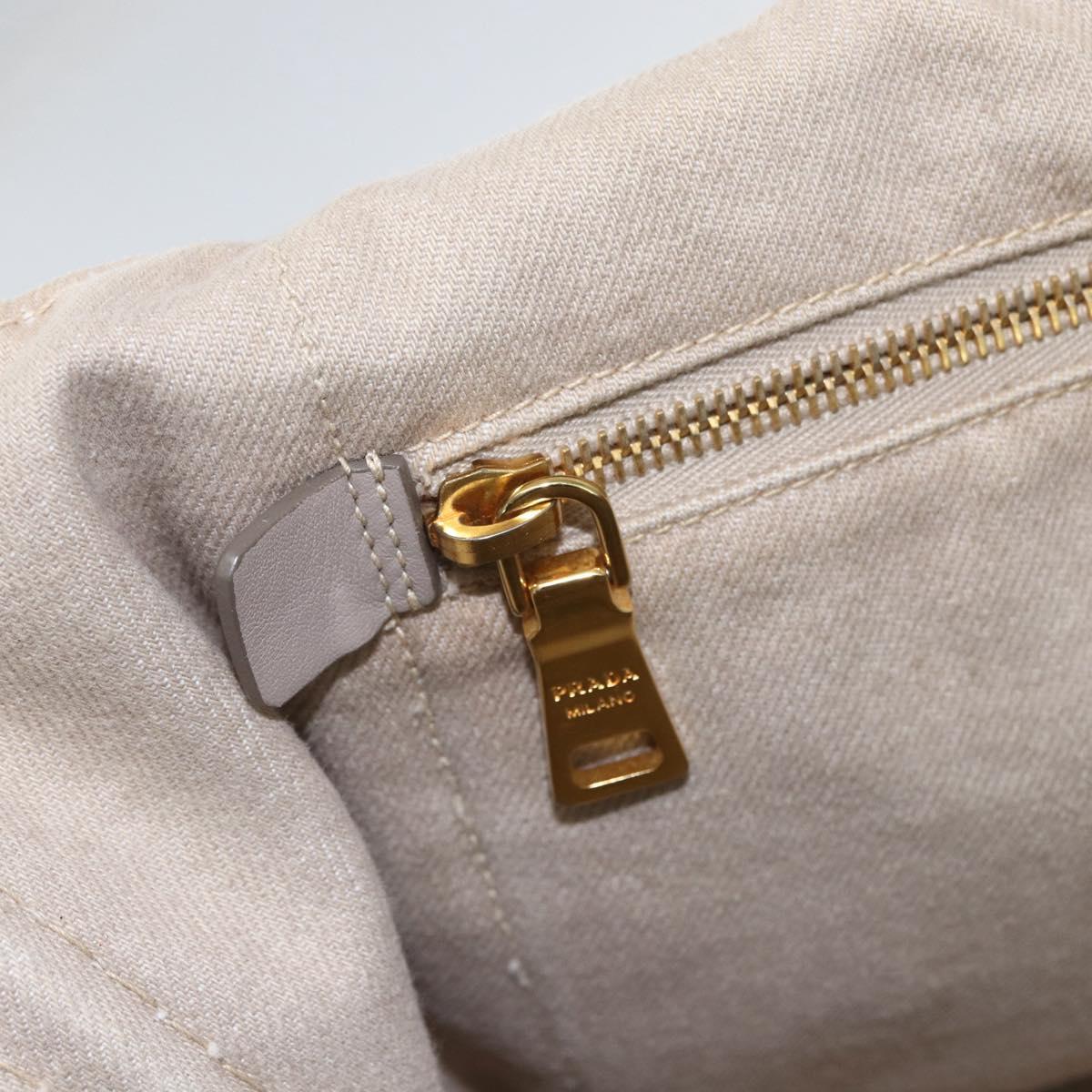 PRADA Canapa GM Hand Bag Canvas Beige Gold Auth 151619
