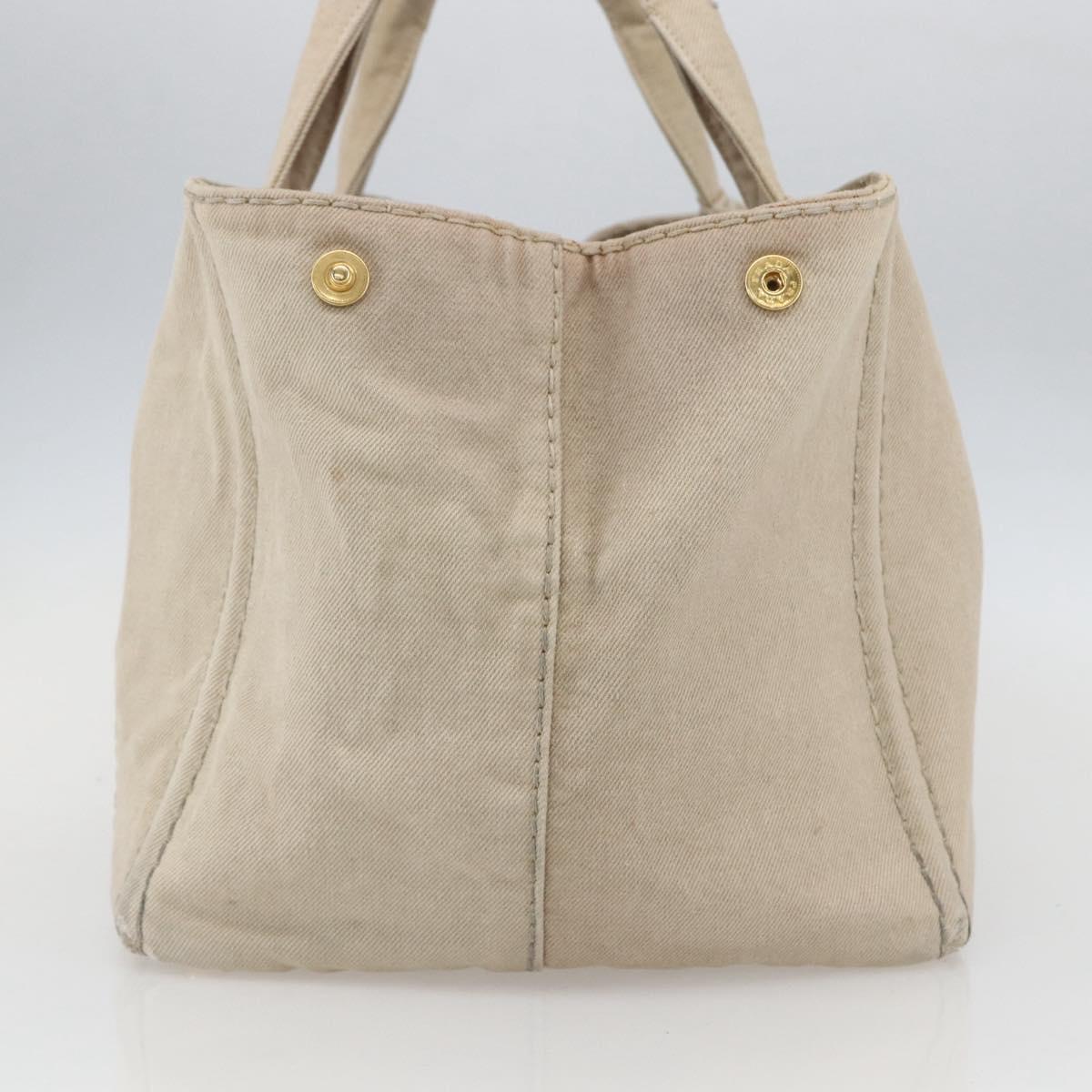 PRADA Canapa GM Hand Bag Canvas Beige Gold Auth 151619