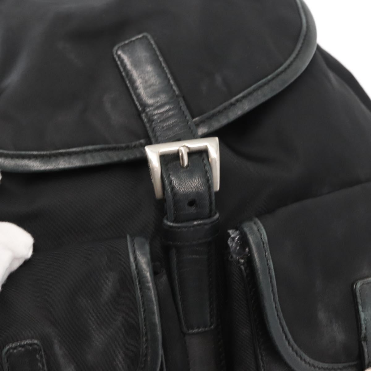 PRADA Backpack Nylon Black Silver Auth 151620