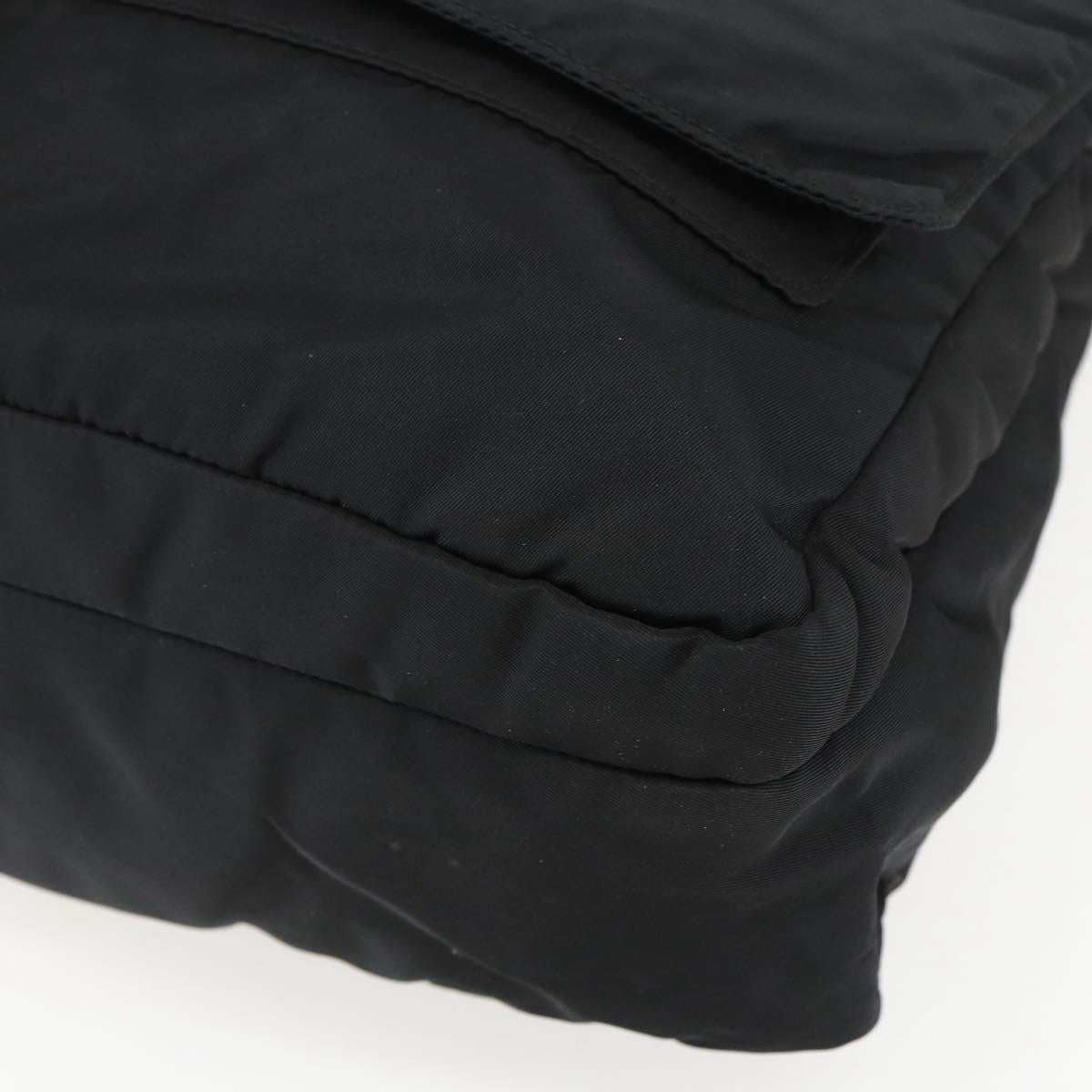 PRADA Shoulder Bag Nylon Black Silver Auth 151621