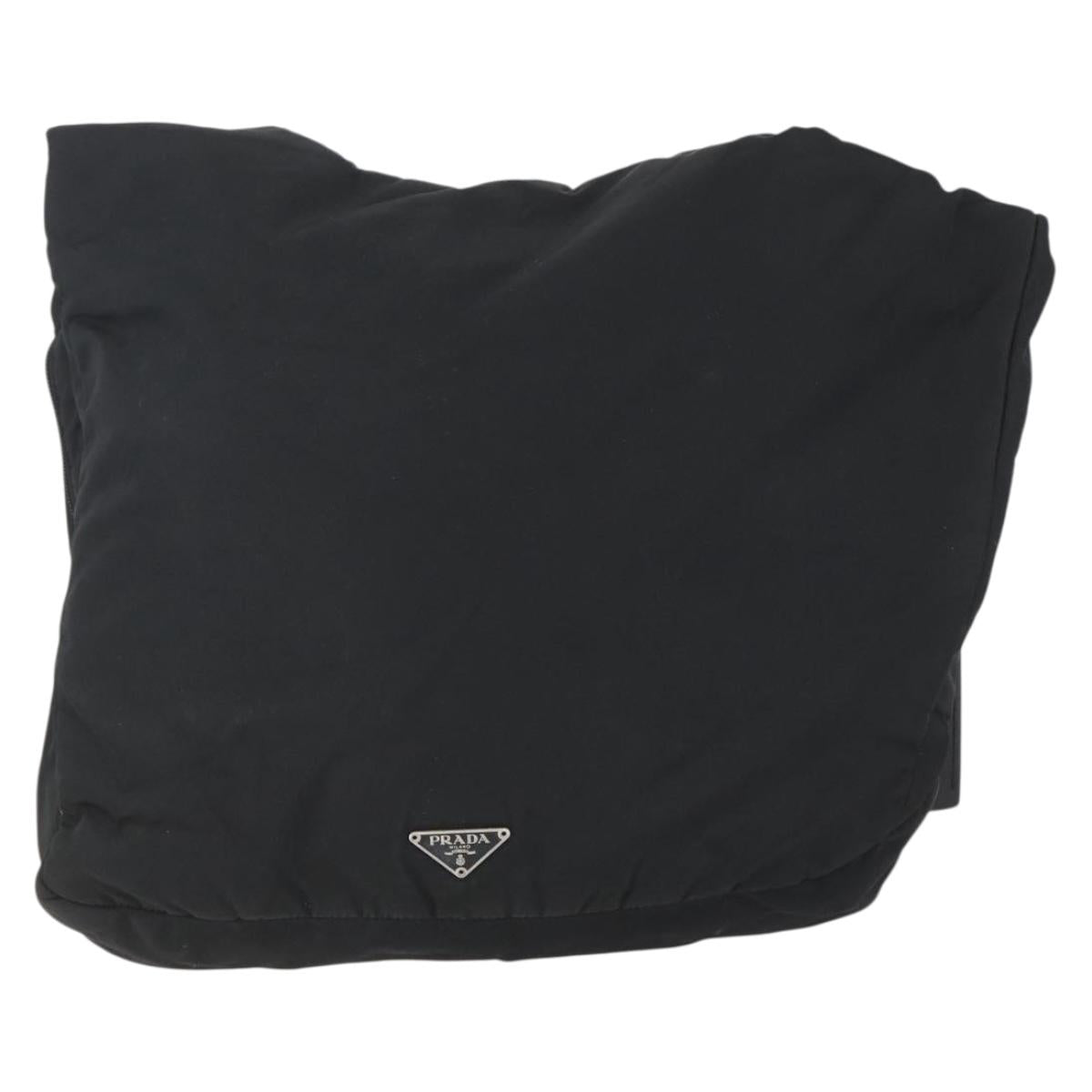 PRADA Shoulder Bag Nylon Black Silver Auth 151621