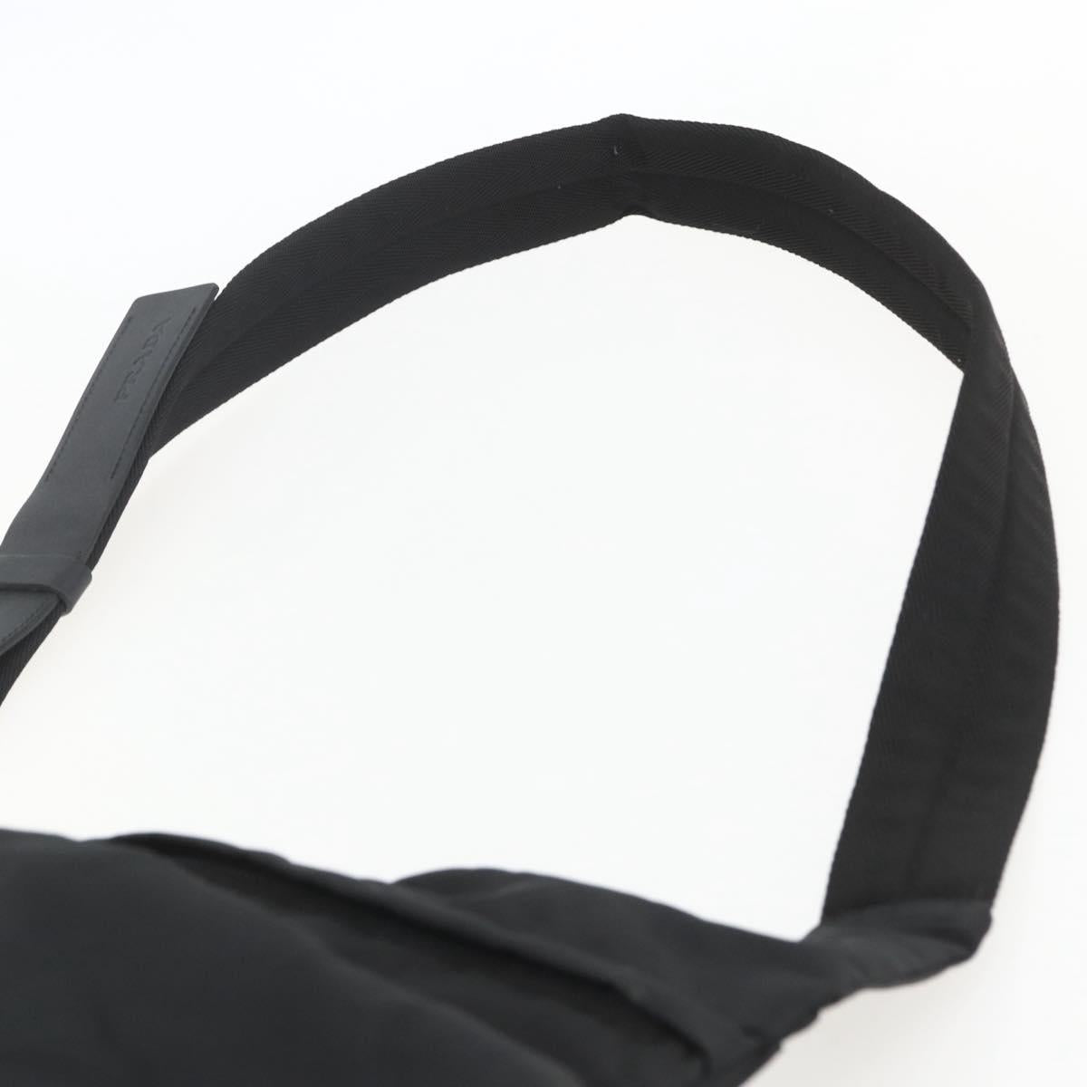 PRADA Shoulder Bag Nylon Black Silver Auth 151621