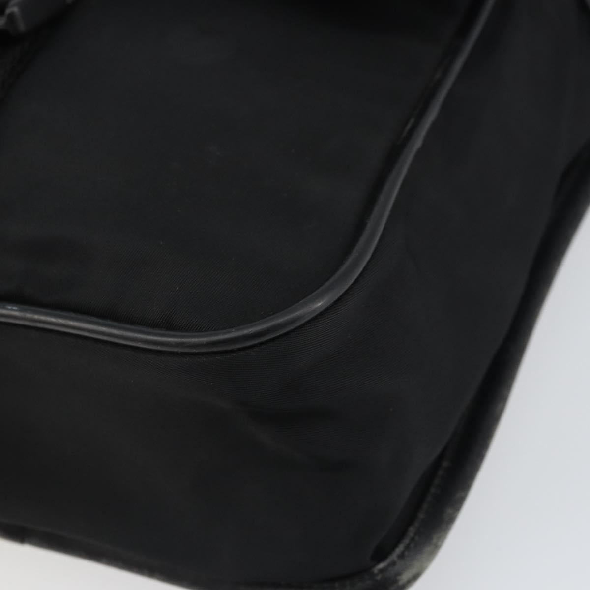 PRADA Shoulder Bag Nylon Black Silver Auth 151622