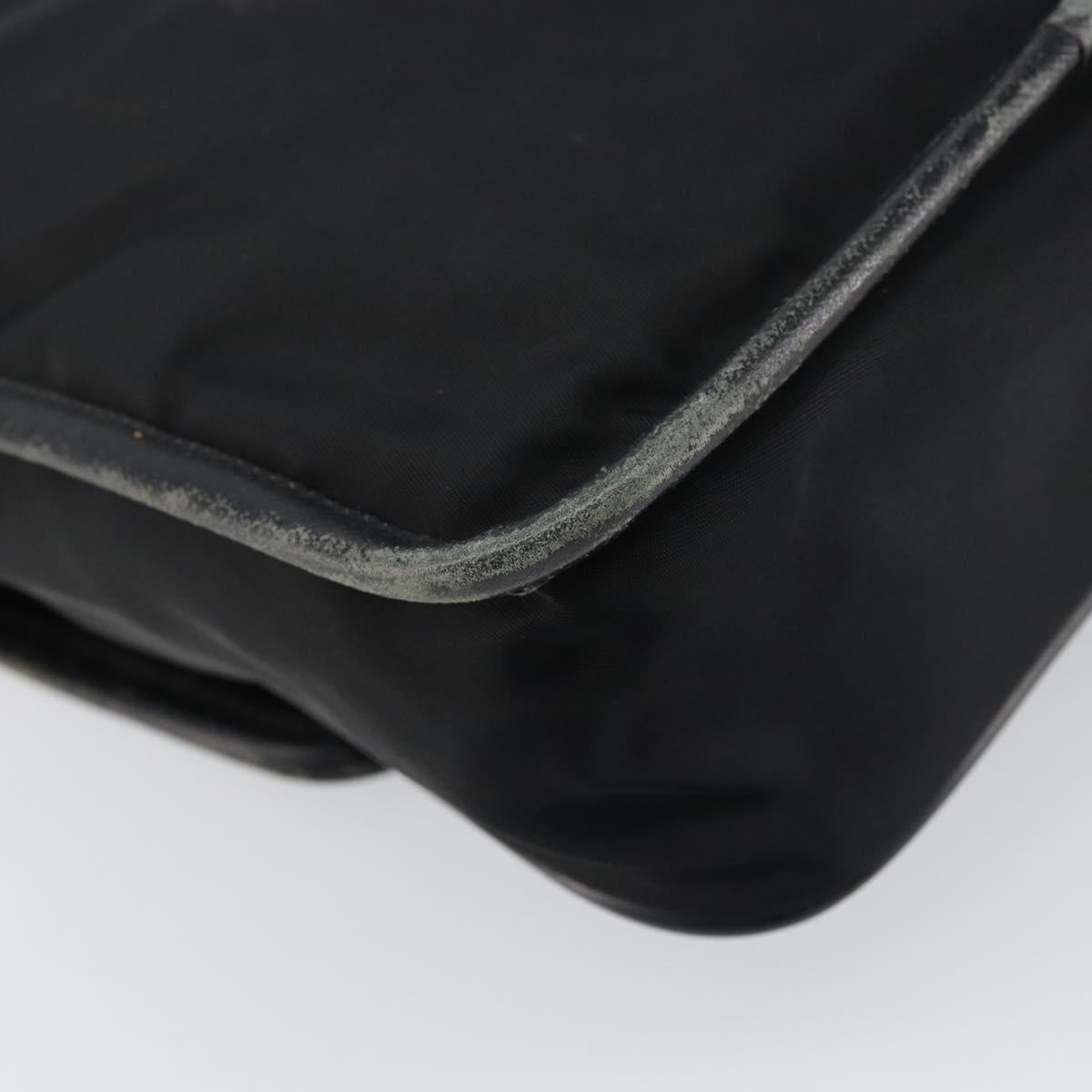 PRADA Shoulder Bag Nylon Black Silver Auth 151622