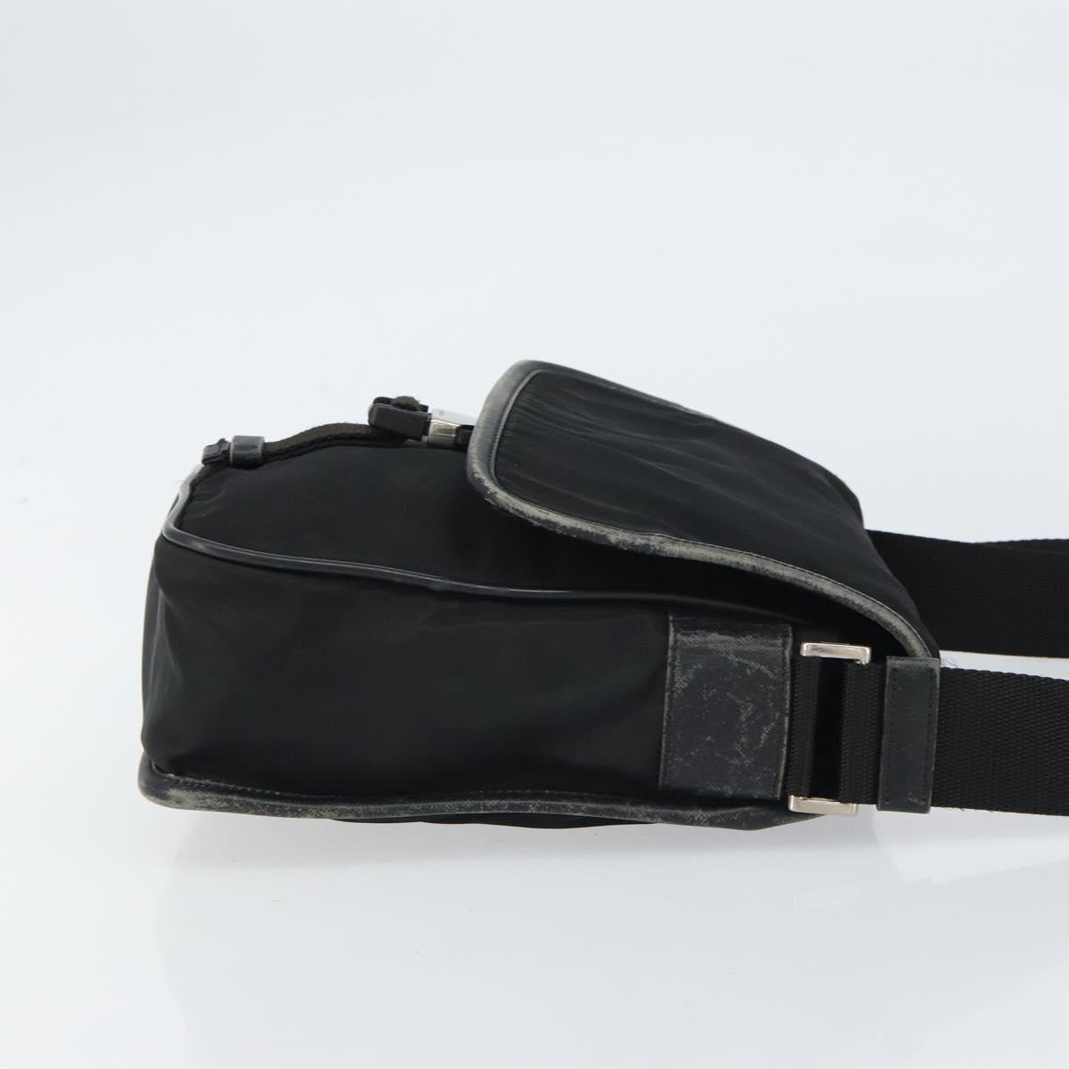 PRADA Shoulder Bag Nylon Black Silver Auth 151622