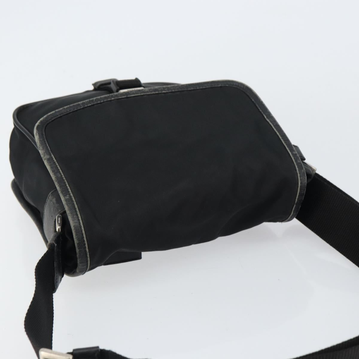 PRADA Shoulder Bag Nylon Black Silver Auth 151622