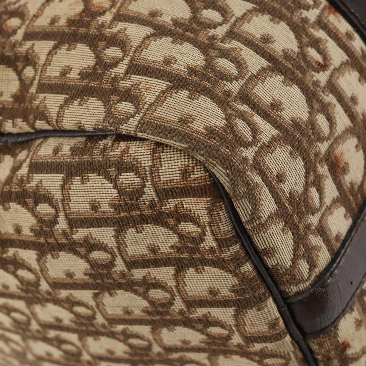 Christian Dior Trotter Canvas Boston Bag Beige Gold Auth 151623