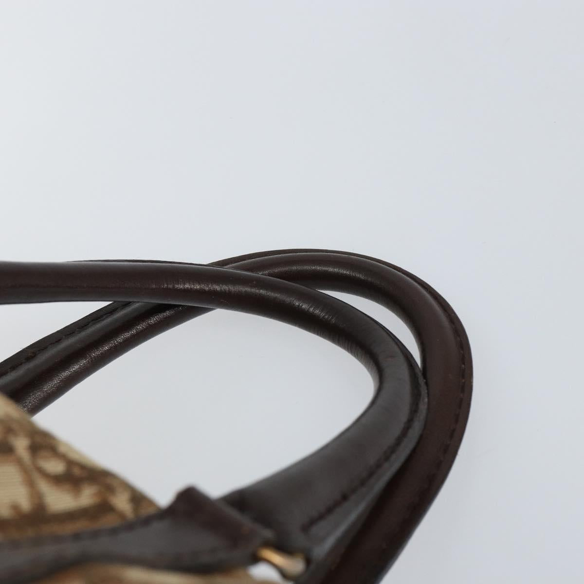 Christian Dior Trotter Canvas Boston Bag Beige Gold Auth 151623