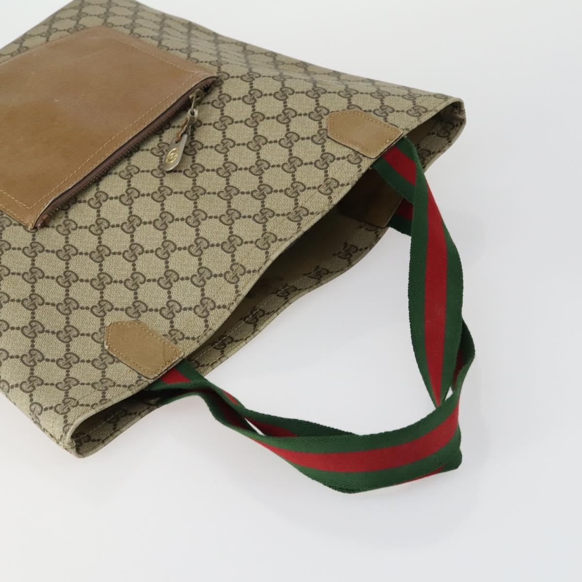 GUCCI GG Supreme Tote Bag PVC Nylon 3 Set Beige Black Auth 151624
