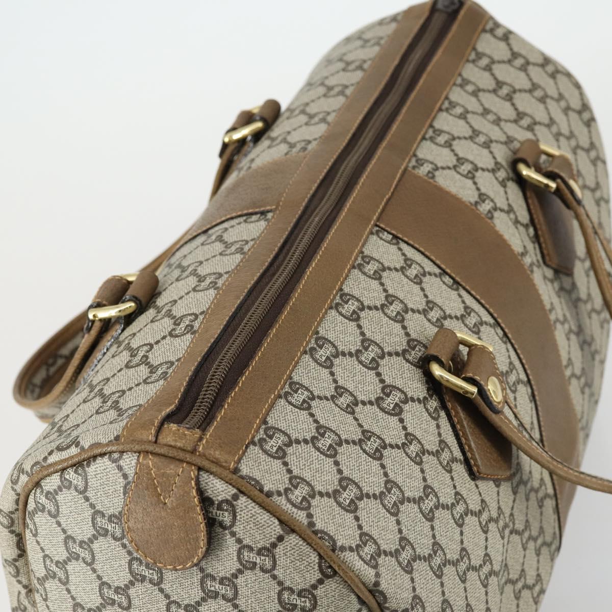 GUCCI GG Plus Supreme Boston Bag PVC Beige Gold Auth 151625