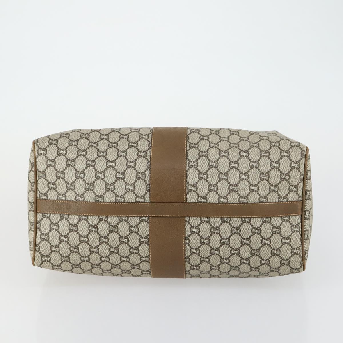 GUCCI GG Plus Supreme Boston Bag PVC Beige Gold Auth 151625