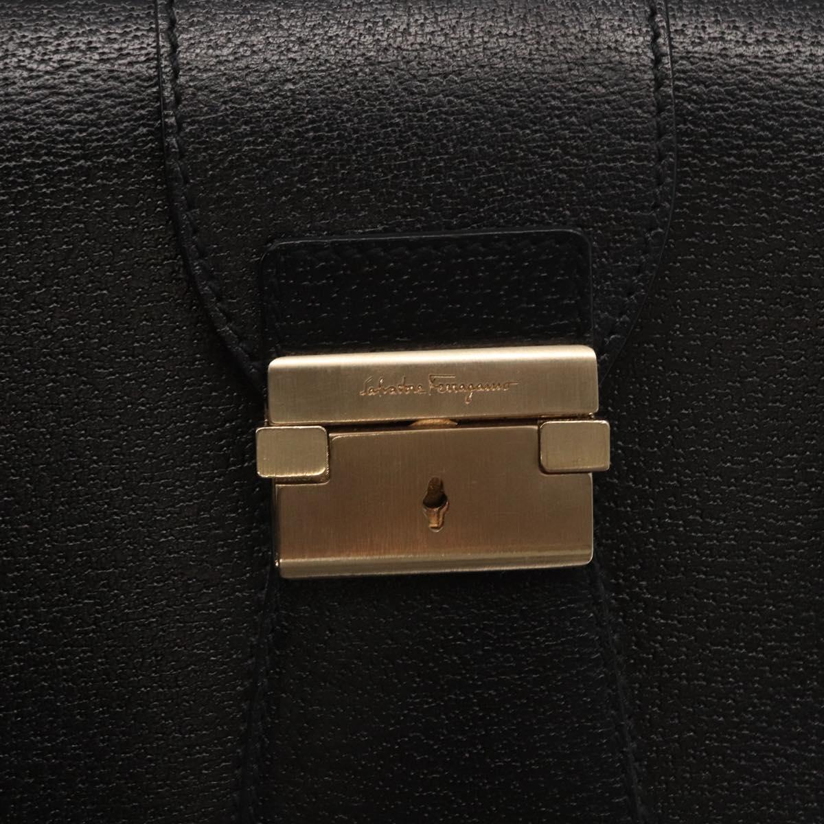 Salvatore Ferragamo Business Bag Leather Black Auth 151627