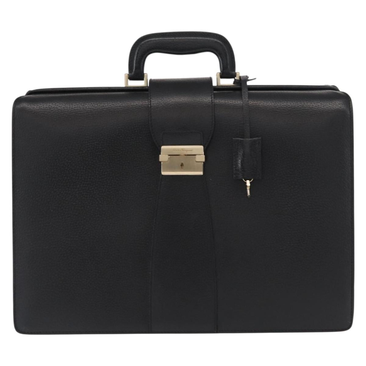 Salvatore Ferragamo Business Bag Leather Black Auth 151627
