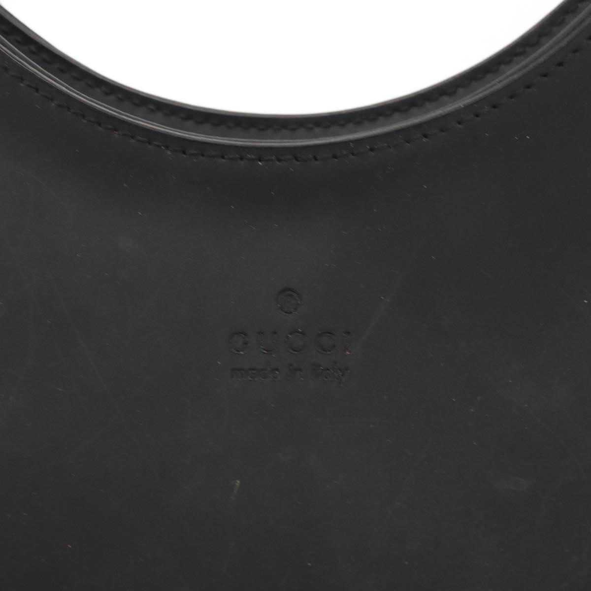 GUCCI Shoulder Bag Enamel Black Silver 001 3778 1705 Auth 151631