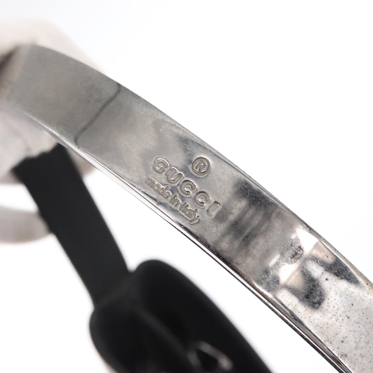 GUCCI Shoulder Bag Enamel Black Silver 001 3778 1705 Auth 151631