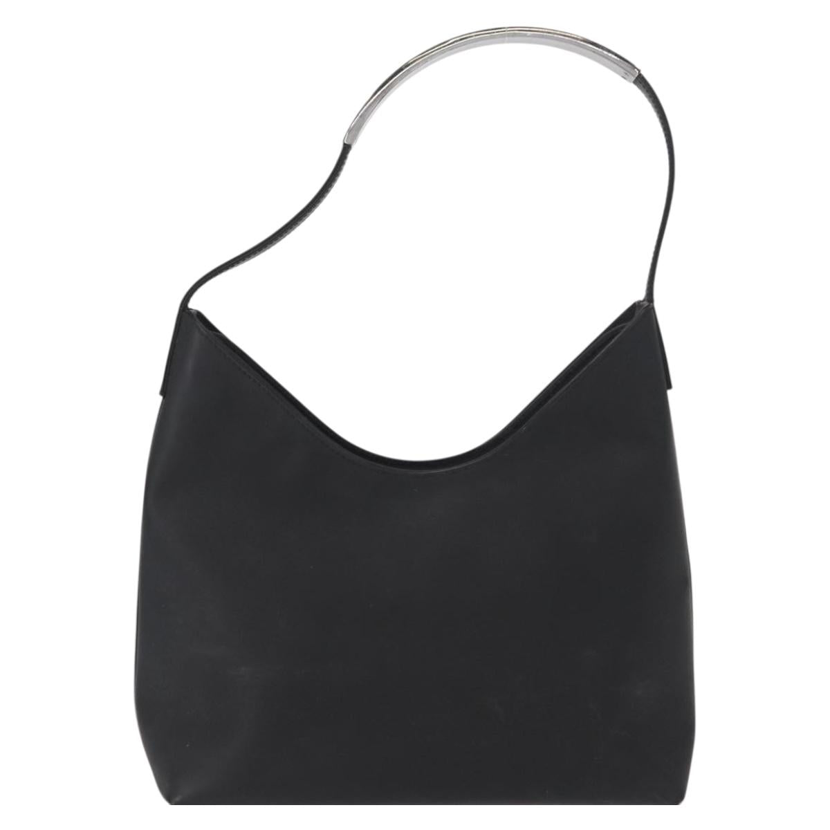 GUCCI Shoulder Bag Enamel Black Silver 001 3778 1705 Auth 151631