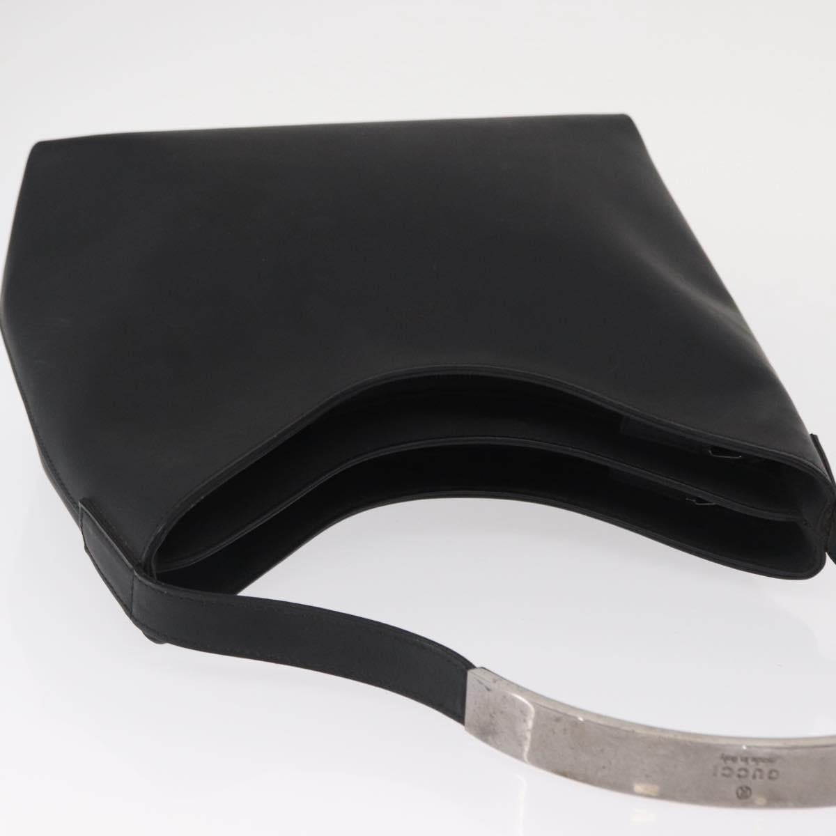 GUCCI Shoulder Bag Enamel Black Silver 001 3778 1705 Auth 151631