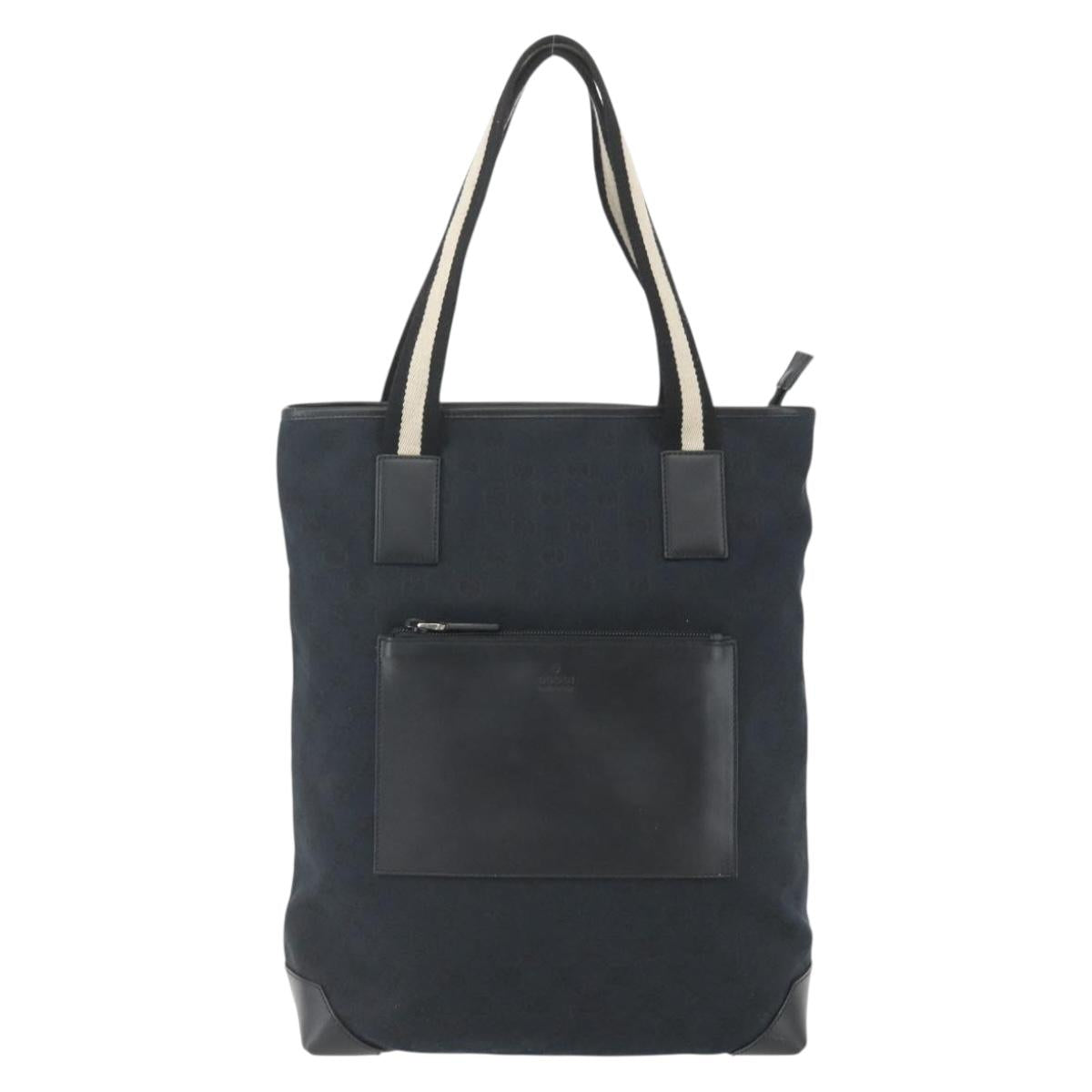 GUCCI GG Canvas Tote Bag Black Silver 019 0401 Auth 151632