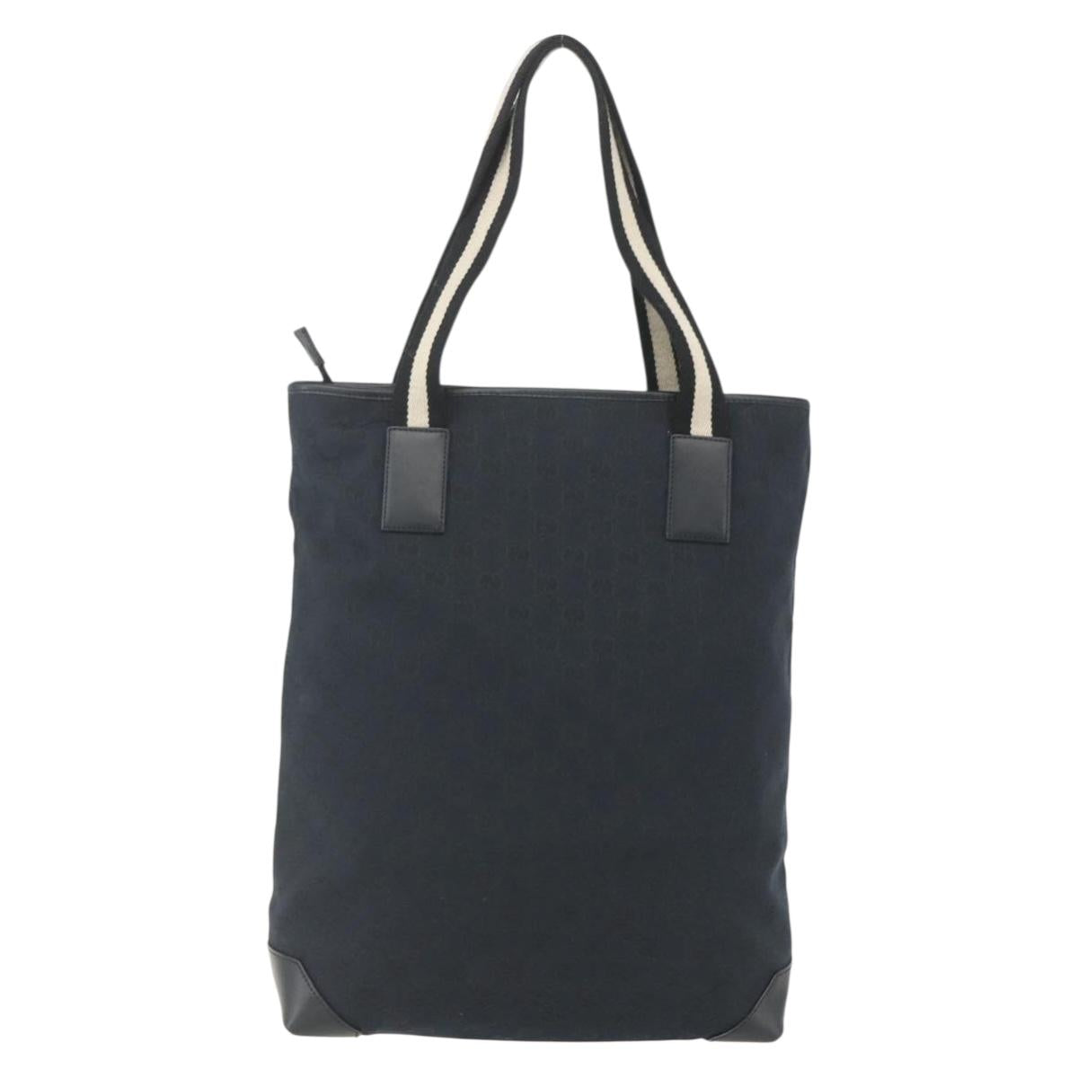 GUCCI GG Canvas Tote Bag Black Silver 019 0401 Auth 151632