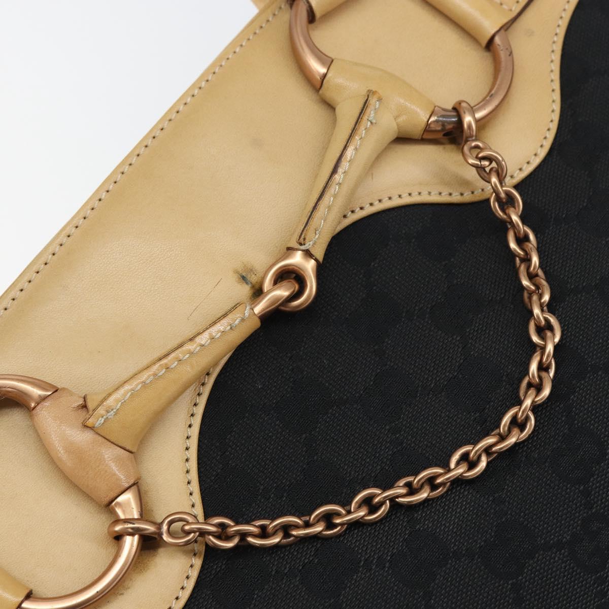 GUCCI GG Canvas Tote Bag Black Gold 114913 Auth 151633