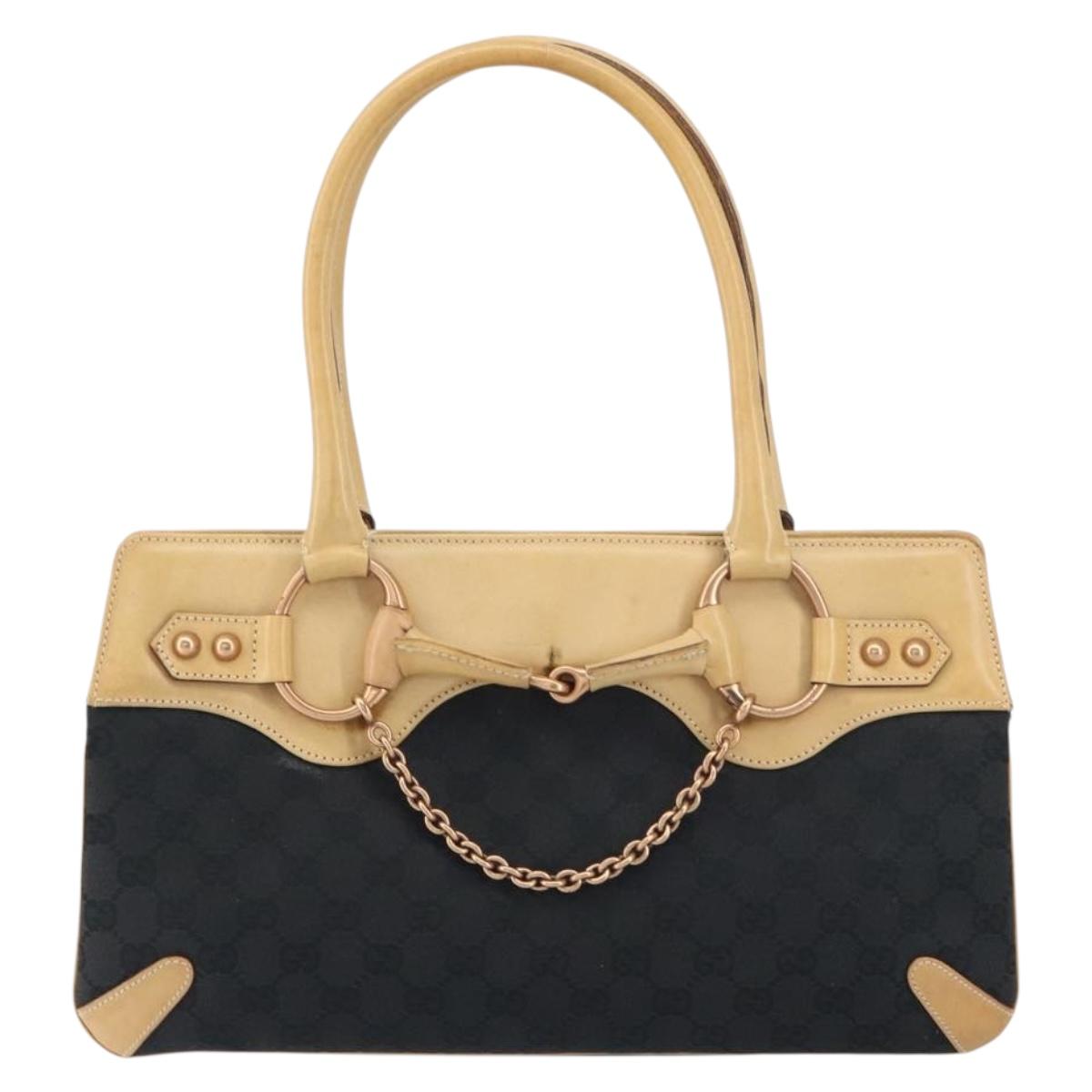 GUCCI GG Canvas Tote Bag Black Gold 114913 Auth 151633