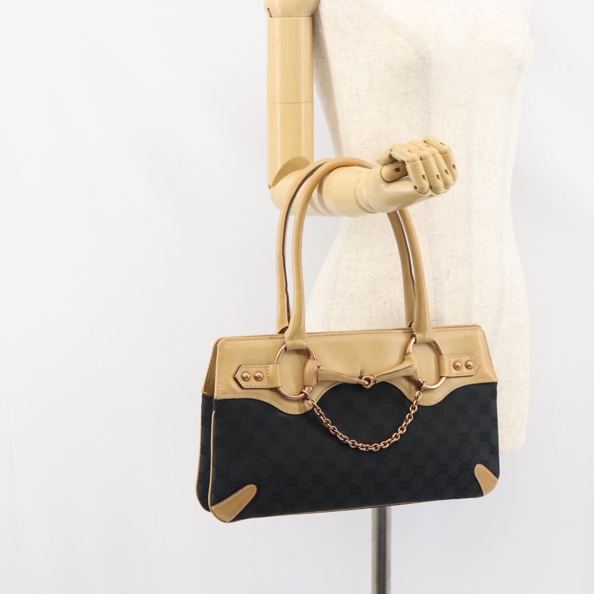 GUCCI GG Canvas Tote Bag Black Gold 114913 Auth 151633