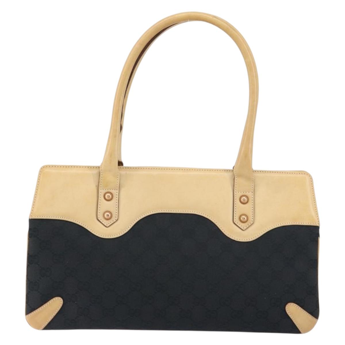 GUCCI GG Canvas Tote Bag Black Gold 114913 Auth 151633