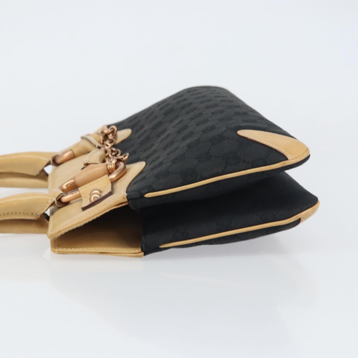 GUCCI GG Canvas Tote Bag Black Gold 114913 Auth 151633