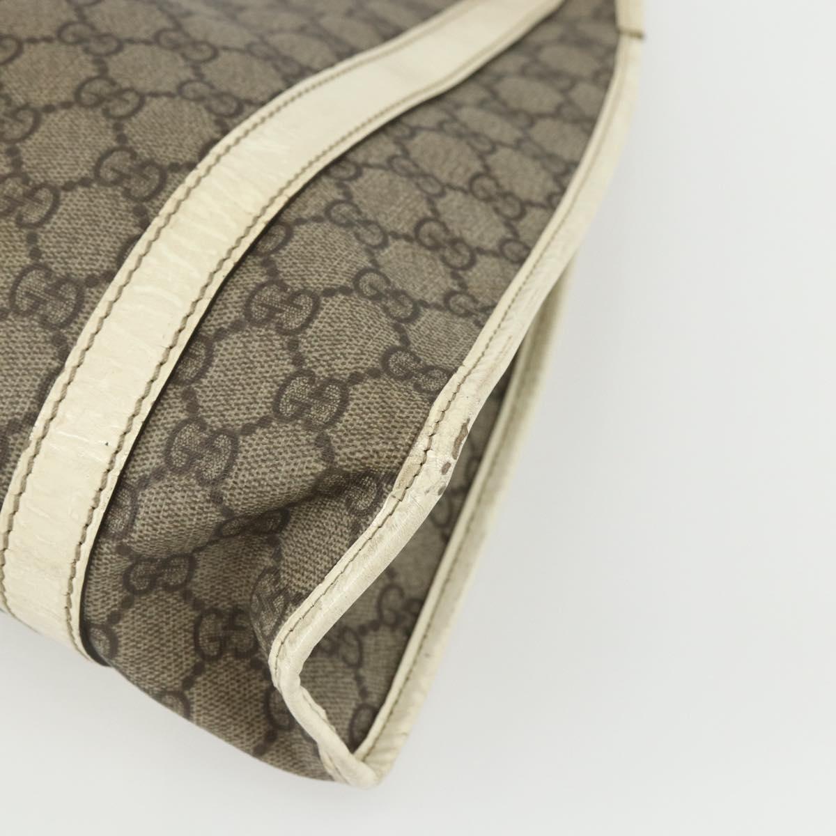 GUCCI GG Supreme Jackie Shoulder Bag PVC Beige Silver 203494 Auth 151634