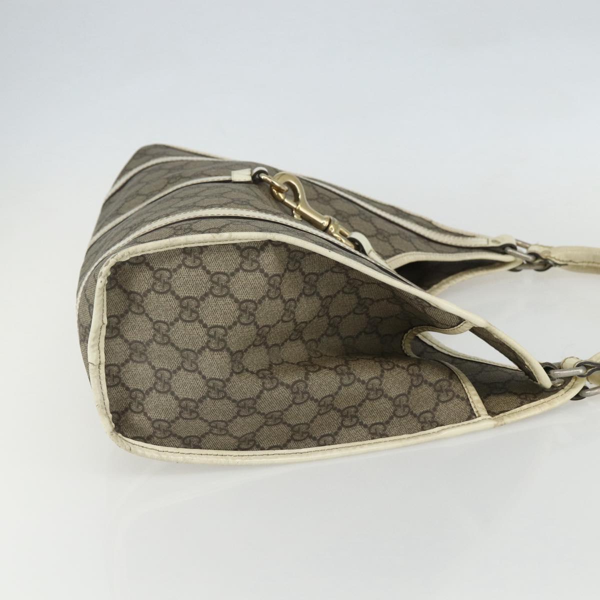 GUCCI GG Supreme Jackie Shoulder Bag PVC Beige Silver 203494 Auth 151634