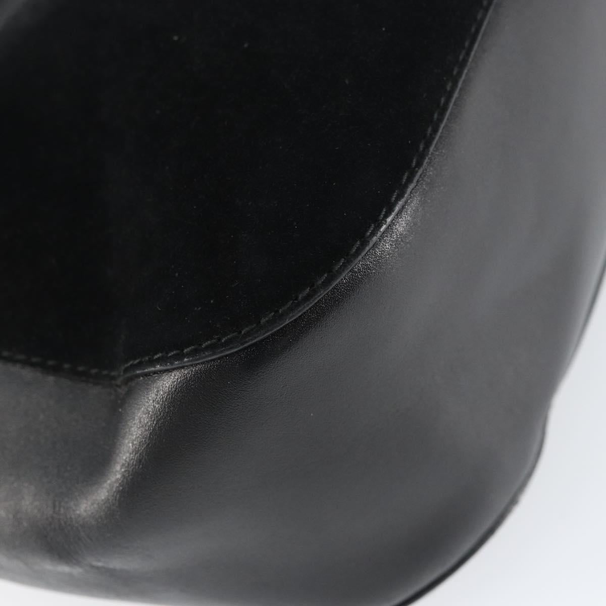 GUCCI Bamboo Shoulder Bag Suede Black 001 3739 Auth 151635