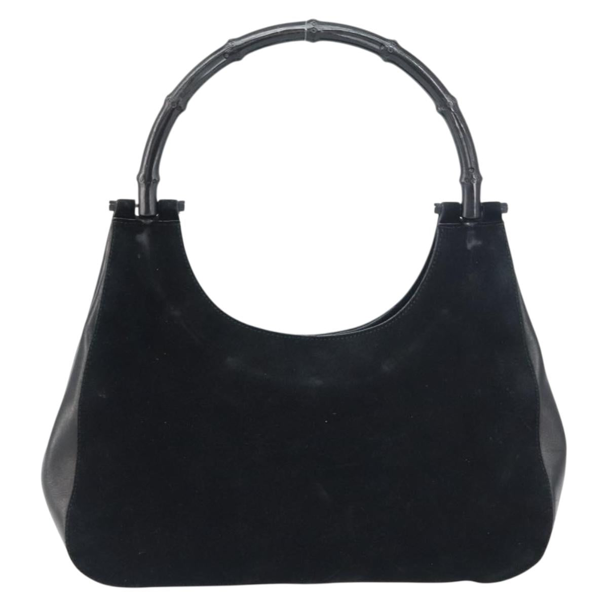 GUCCI Bamboo Shoulder Bag Suede Black 001 3739 Auth 151635