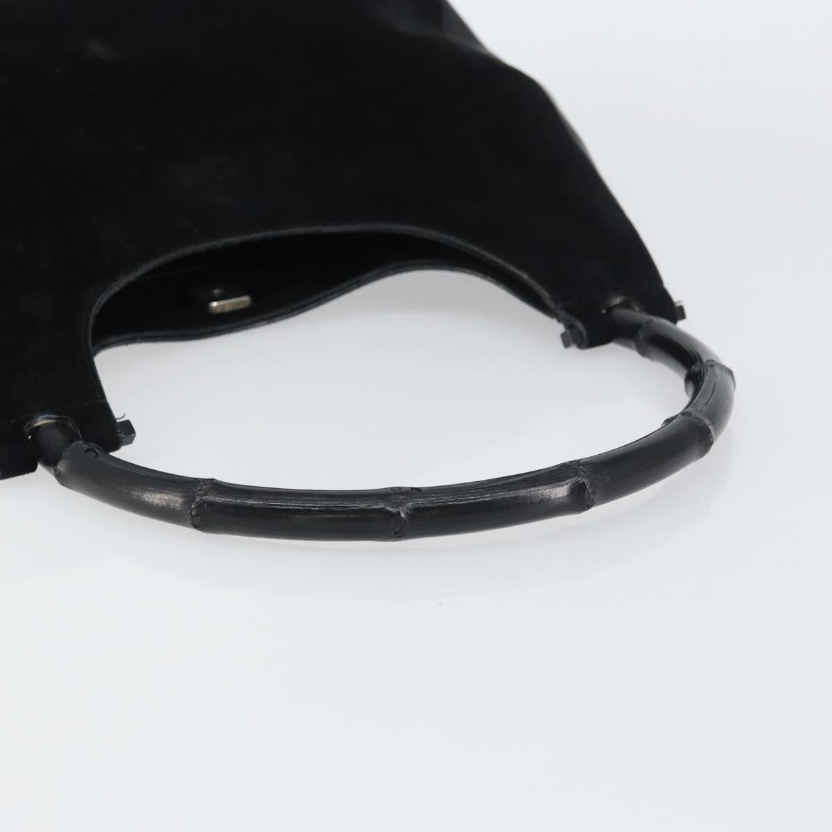 GUCCI Bamboo Shoulder Bag Suede Black 001 3739 Auth 151635