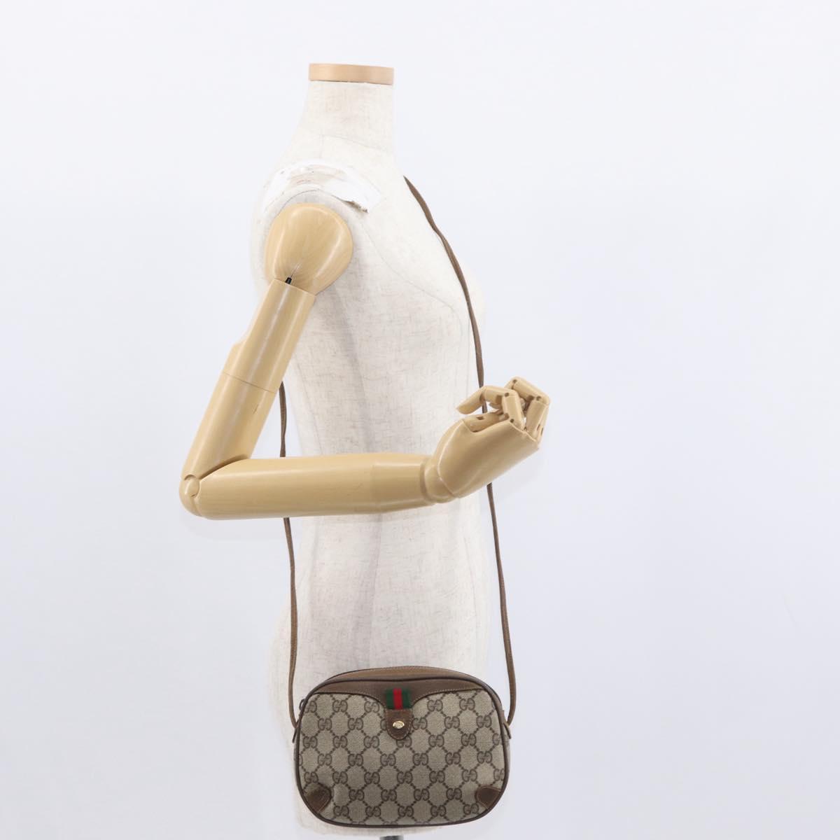 GUCCI GG Supreme Web Sherry Line Bag PVC Beige Gold 89 02 066 Auth 151636