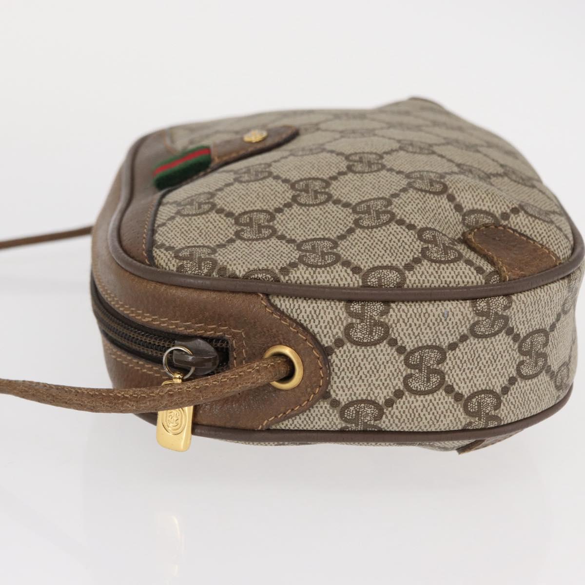 GUCCI GG Supreme Web Sherry Line Bag PVC Beige Gold 89 02 066 Auth 151636