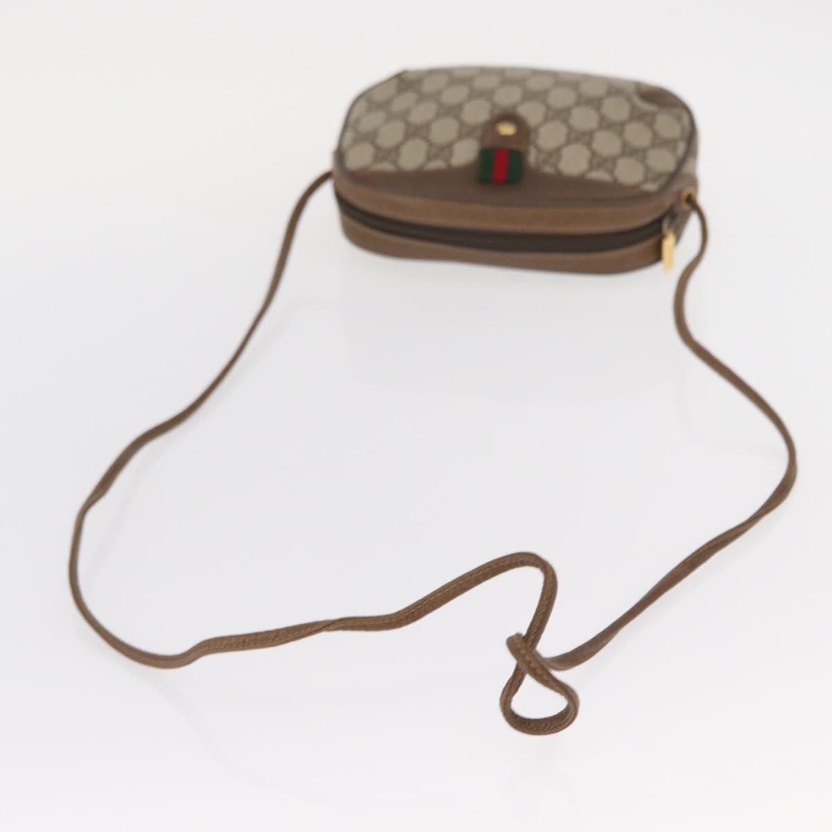 GUCCI GG Supreme Web Sherry Line Bag PVC Beige Gold 89 02 066 Auth 151636