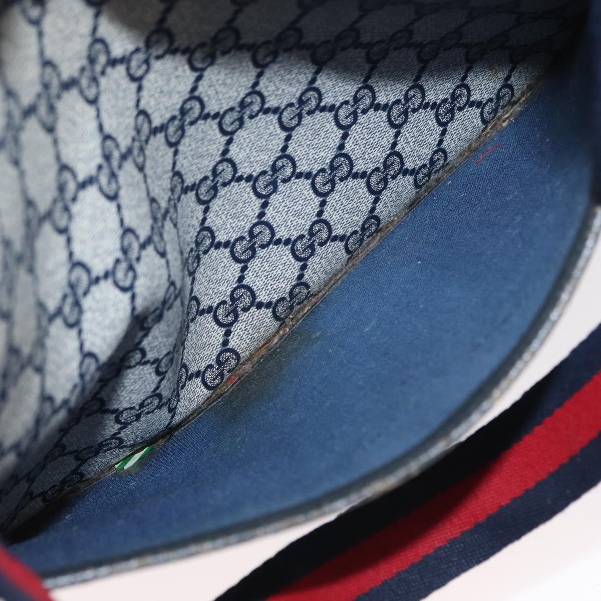 GUCCI GG Plus Supreme Sherry Line Tote Bag PVC Navy Gold 40 02 003 Auth 151637