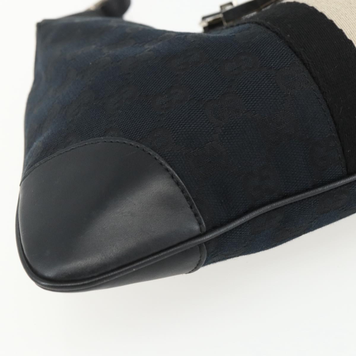 GUCCI GG Canvas Jackie Shoulder Bag Black Silver 001 4057 Auth 151638