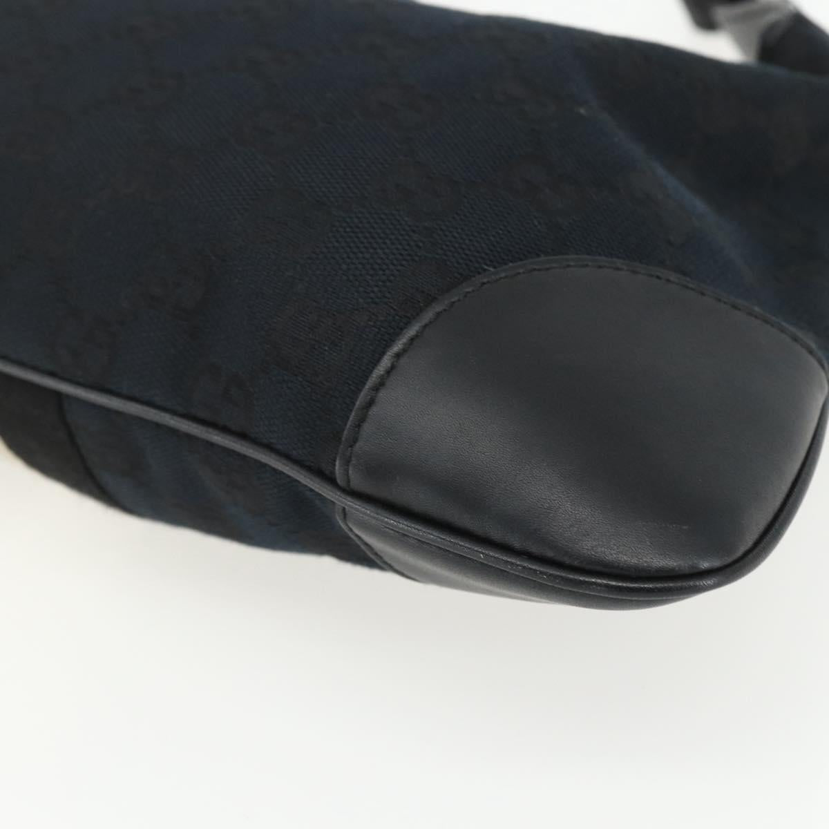 GUCCI GG Canvas Jackie Shoulder Bag Black Silver 001 4057 Auth 151638